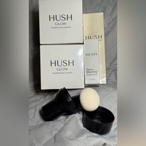 HUSH Glow IVORY Foundation Cushion, Primer and Waterproof Setting Spray Set